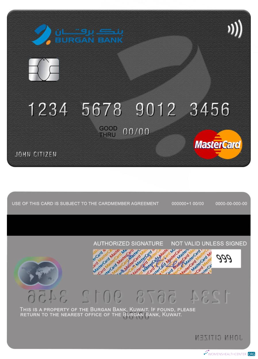 Download Kuwait Burgan Bank mastercard Photoshop template